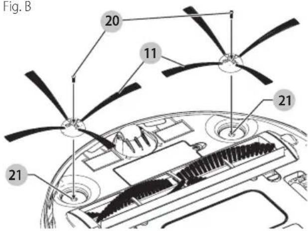BLACK & DECKER HRV425BLP - Instalación de los cepillos laterales (Fig. B) - 1
