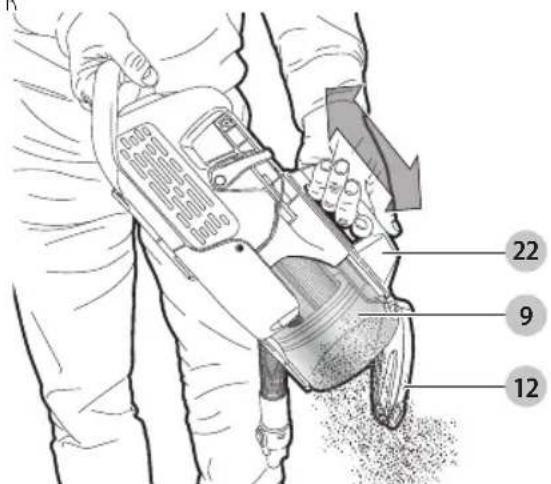 BLACK & DECKER HCUA525JPC - Compacting the contents of the dust canister (Fig. R) - 1