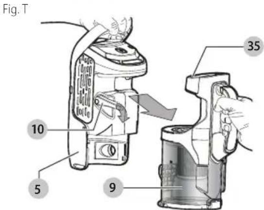 BLACK & DECKER HCUA525JPC - Liberación de tazón de polvo (Fig. R-T) - 2