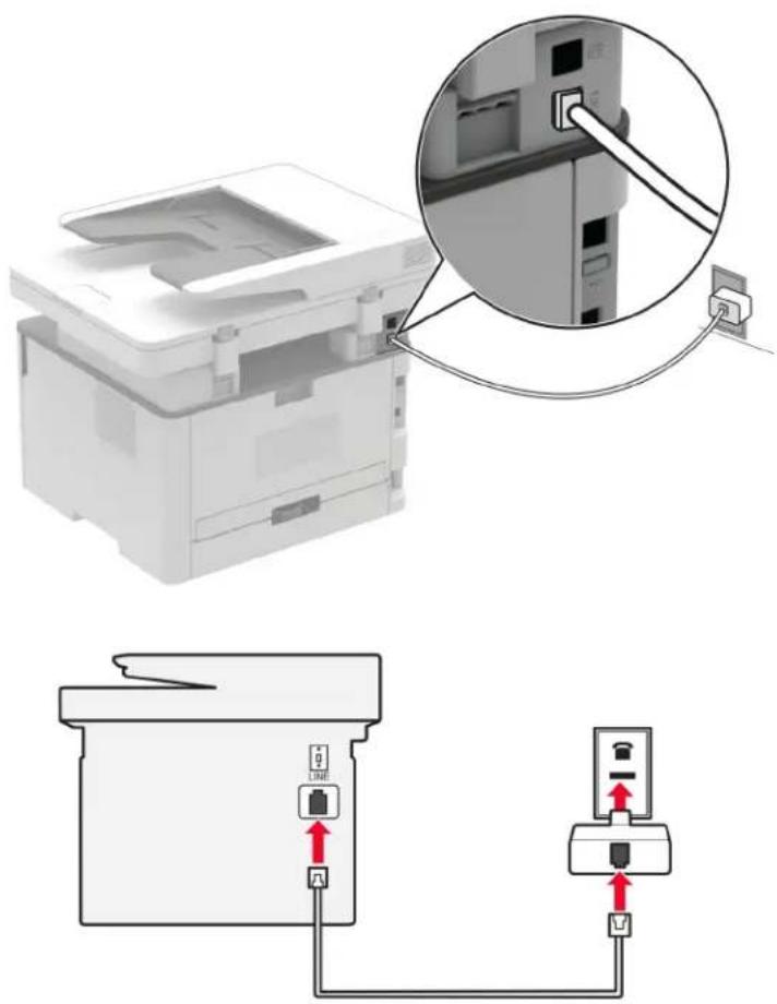 LEXMARK MB2236i - Connexion de l'imprimante à une prise murale non RJ-11 - 1