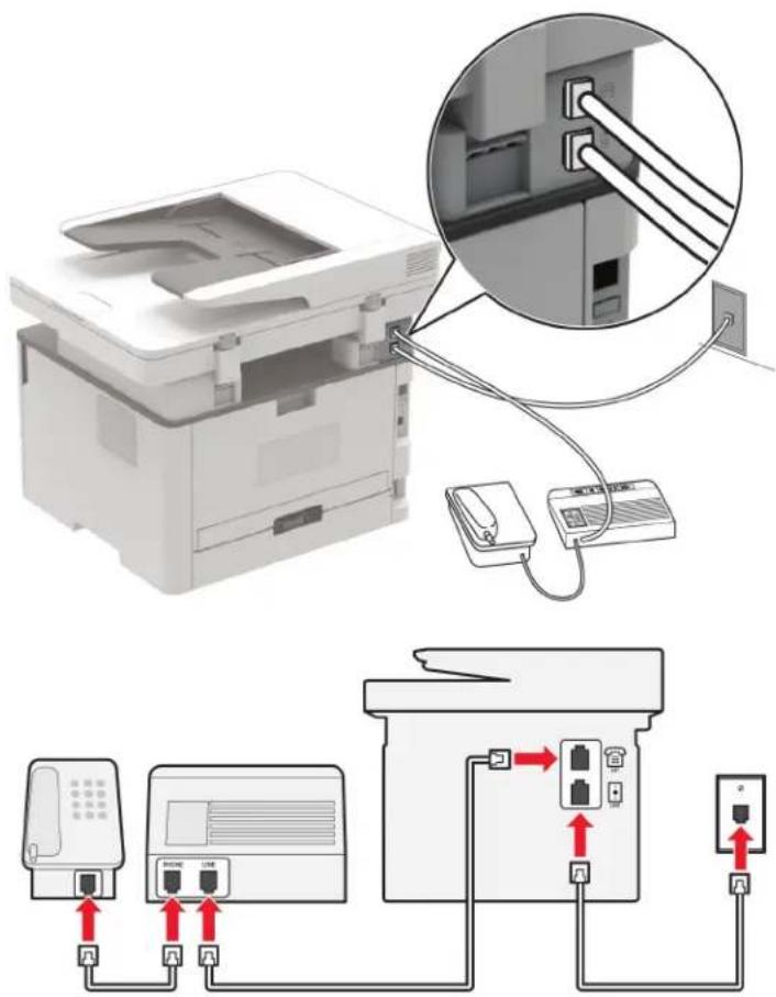 LEXMARK MB2236i - Connecté à la même prise murale téléphonique - 1