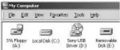 SONY MSACUS1A - The icon of the newly identified driver "Removable disk" (ex: [E:]) is displayed in the "My Computer" window, and installation of the "Memory Stick" driver ends. - 1