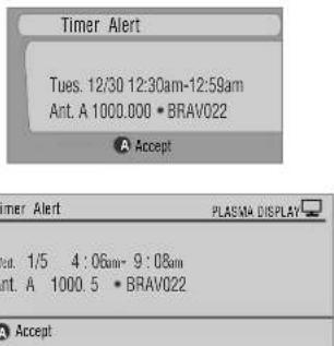 PIONEER PDP4271HD - When scheduled reminder is due (auto-tune is ON) - 1