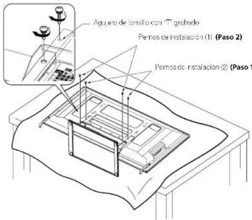PIONEER PDP4280HD - Fije el soporte en los+puntos indicados por las flechas y apriete los pernos de instalacion (2) y (1) firmamente con un destornillador. - 1