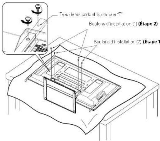 PIONEER PDP4280HD - Fixez le support aux endroits indiqués par les flèches et serrez fermement les boulons d'installation (2) et (1) avec un tournevis. - 1
