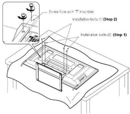 PIONEER PDP4280HD - Attach the stand at the points indicated by the arrows and tighten the installation bolts (2) and (1) firmly using a screwdriver. - 1