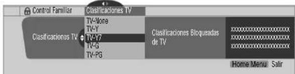 PIONEER PDP4360HD - Configuración de las clasificaciones de TV - 1
