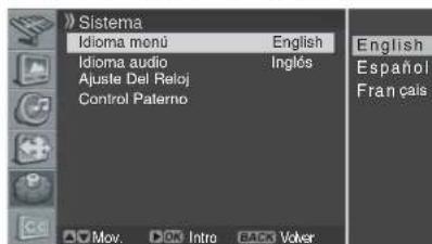 PIONEER PDP42A3HD - Ajuste del idioma de visualización en pantalla - 1