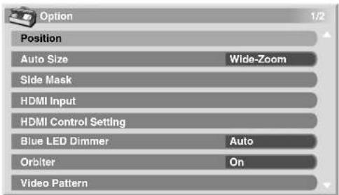 PIONEER PDP5080HD - About "Option" menus - 1