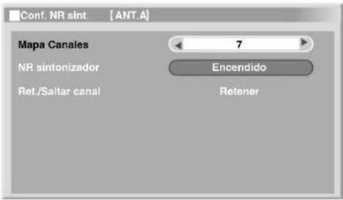 Conf. NR sint. [ANT.A] Mapa Canales 7 NR sintonizador Encendido Ret./Saltar canal Retener