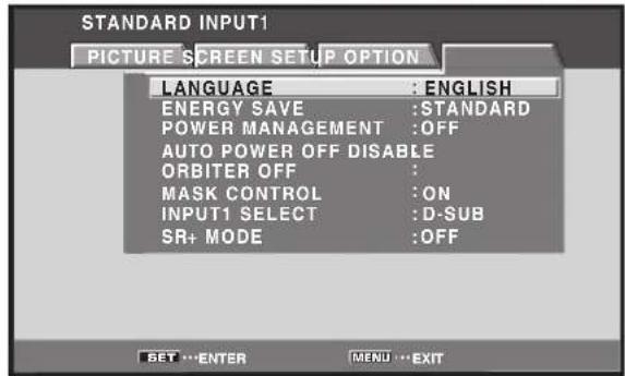 PIONEER PRO1010HD - Use the / buttons to select [OPTION]. - 1