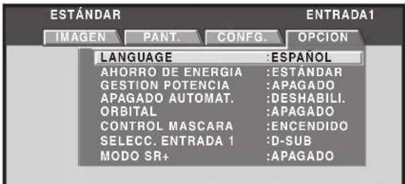 PIONEER PRO1010HD - Utilice los botones  para seleccionar [OPCION]. - 1