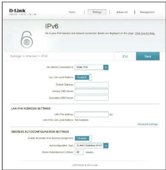 D-LINK DIR859 - IPv6 statique - 2