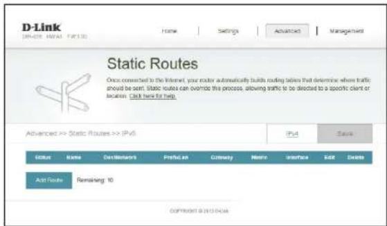 D-LINK DIR859 - Acheminements statiques - 2