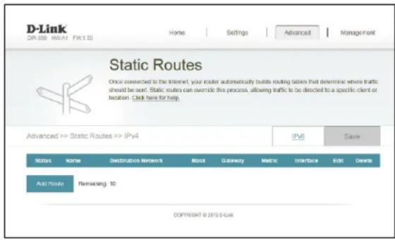 D-LINK DIR859 - Acheminements statiques - 1