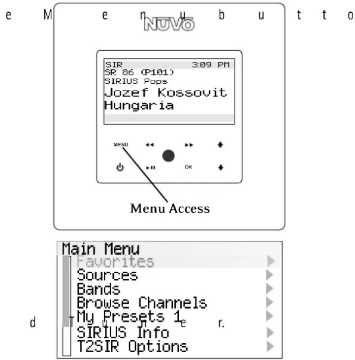 NUVO NVT2SIR - Control Pad Main Menu (Fig. 28) - 1