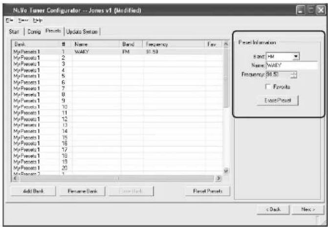 NUVO NVT2FAMEX - Preset Information (Fig. 31): This section provides a display - 1