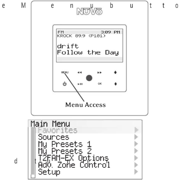 NUVO NVT2FAMEX - Control Pad Main Menu (Fig. 19) - 1