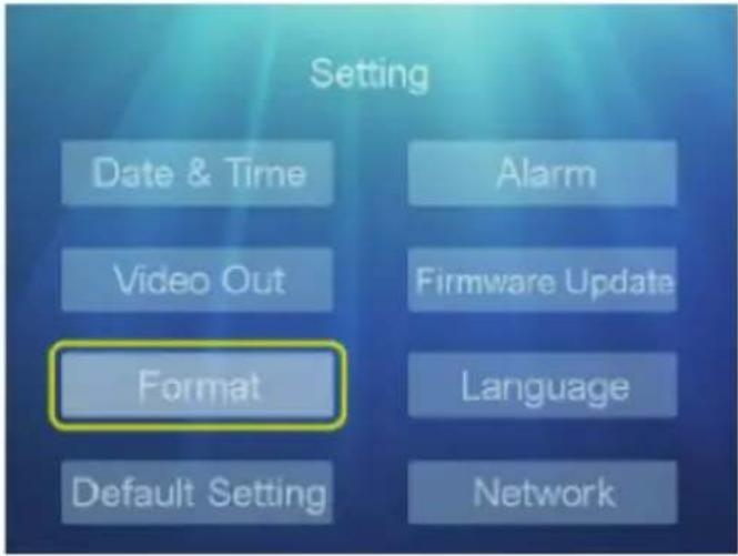 Setting Date & Time Video Out Format Default Setting Alarm Firmware Update Language Network