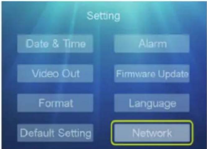 Setting Date & Time Alarm Video Out Firmware Update Format Language Default Setting Network