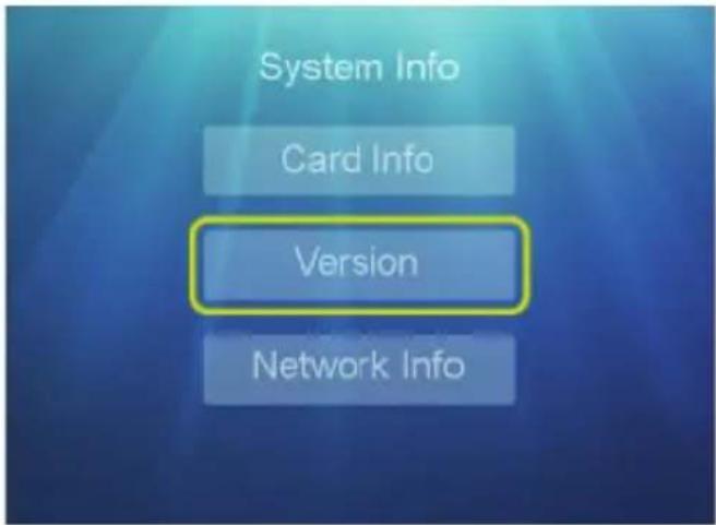 System Info Card Info Version Network Info