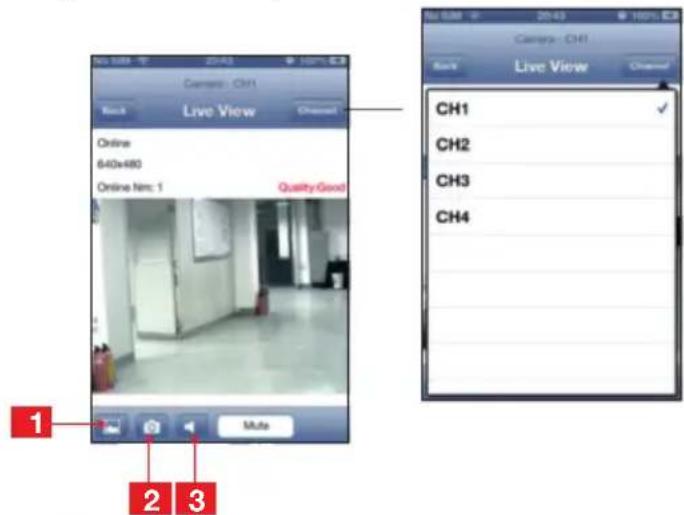 Live View Online 640x480 Online Nm: 1 Quality Good 1 2 3 Mute Live View CH1 CH2 CH3 CH4