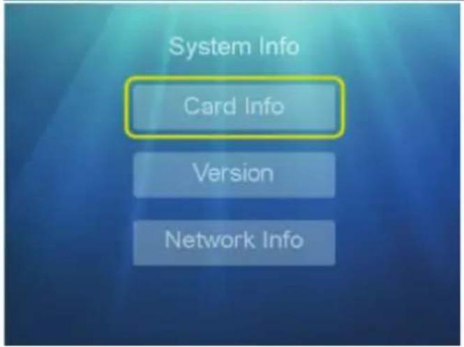 System Info Card Info Version Network Info