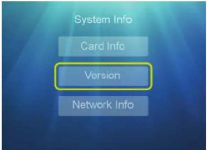 System Info Card Info Version Network Info