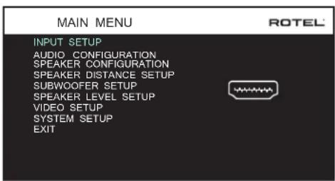 ROTEL RSP1576 MKII - Menù principale (Main Menu) - 1