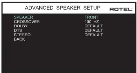 ROTEL RSP1576 MKII - Impostazioni avanzate diffusori (Advanced Speaker Setup) - 1