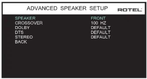ROTEL RSP1576 MKII - Detaillierte Lautsprechereinstellung - 1