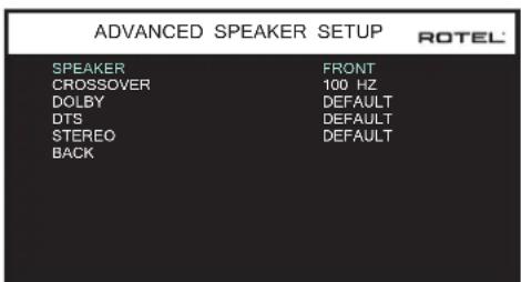 ROTEL RSP1576 MKII - Configuration Avancée des Enceintes - 1