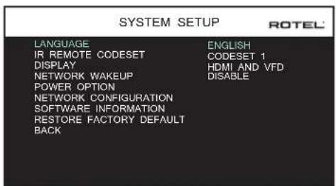 ROTEL RSP1576 MKII - Impostazione sistema (System Setup) - 1