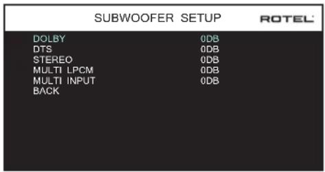 ROTEL RSP1576 MKII - Ajuste Subwoofer - 1