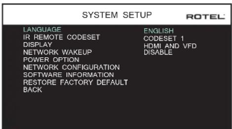 ROTEL RSP1576 MKII - Systeminställningar - 1