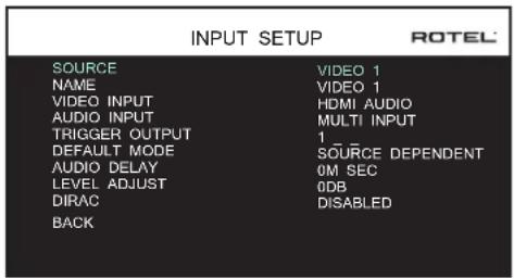 ROTEL RSP1576 MKII - Настройка входа – INPUT SETUP - 1