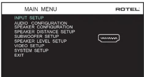 ROTEL RSP1576 MKII - MAIN MENU – Главное меню - 1