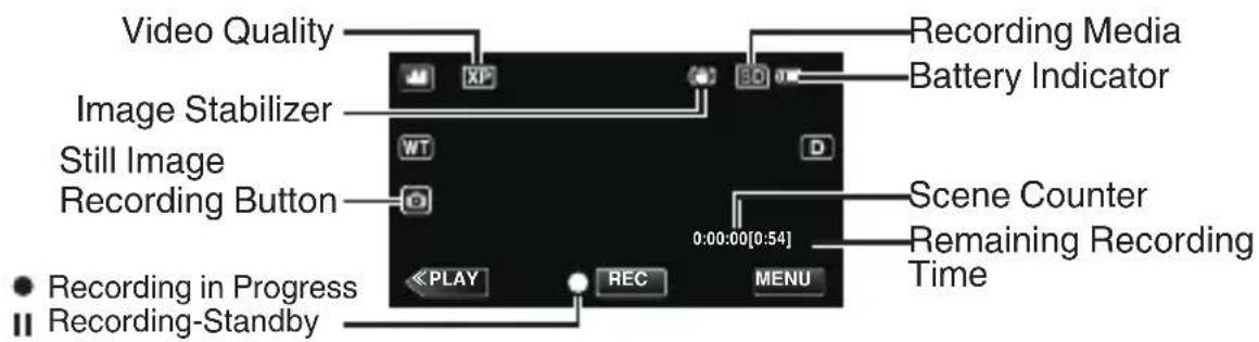 JVC Everio GZR30 - Indications during video recording - 1