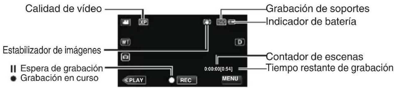 JVC Everio GZR30 - Indicaciones durante la grabacion de video - 1