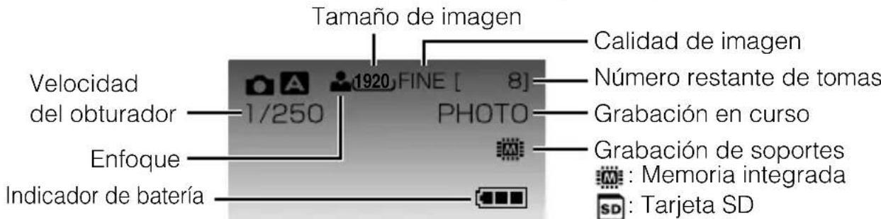 JVC Everio GZHM340 - Indicaciones durante la grabación de imagenes fijas - 1