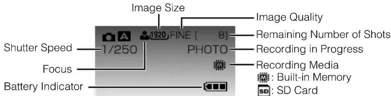 JVC Everio GZHM340 - Indications during still image recording - 1