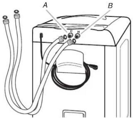 WHIRLPOOL LCE4332PQ - Conecte las mangueras de entrada a la lavadora - 1