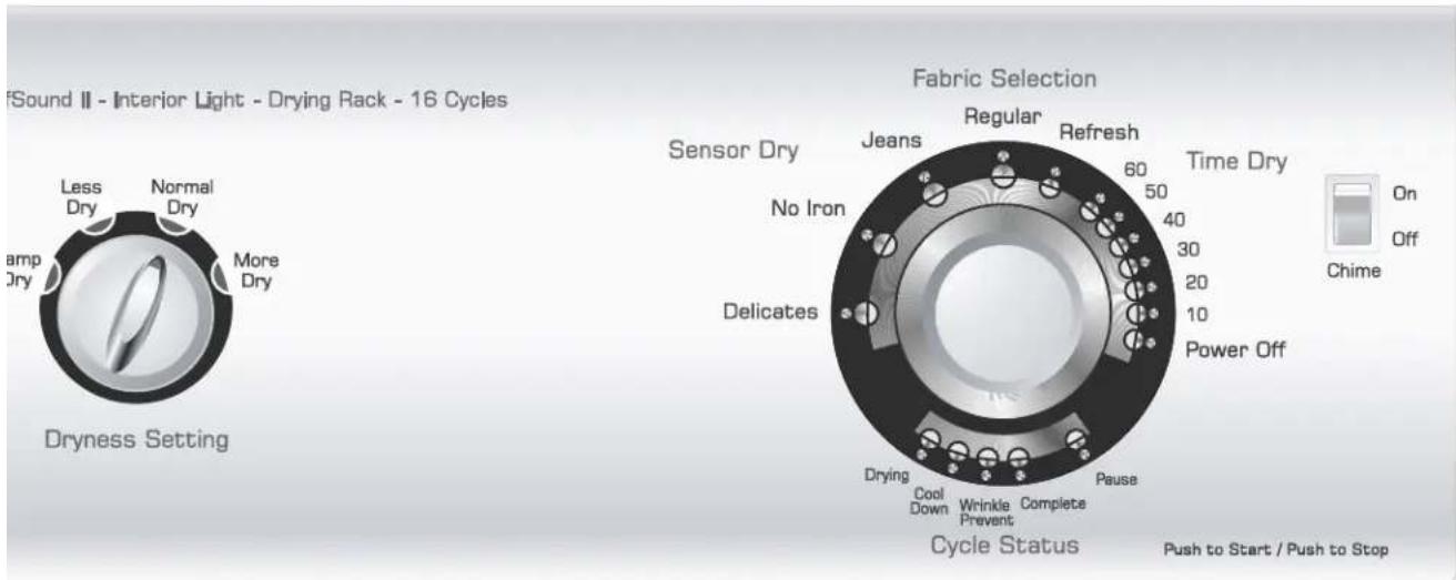WHIRLPOOL NDE2335AYW - Selección el ciclo - 1