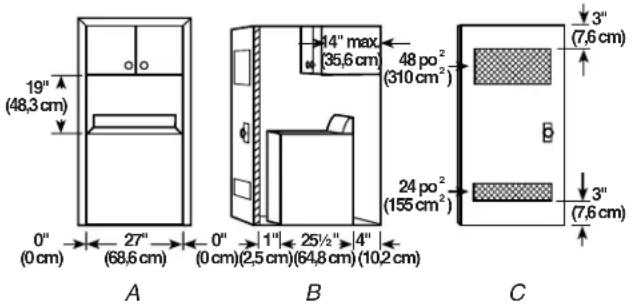 WHIRLPOOL GVW9959KL - Espacement recommandé pour une installation dans un encastrement ou dans un placard - 1