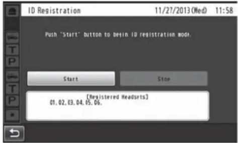 PANASONIC Attune II WXCC411 - Touch [Headsets] button, and then the [ID Registration] button. - 1