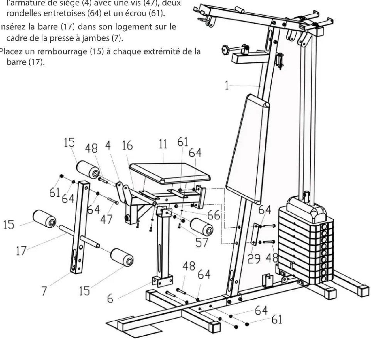 Darwin MS30 - Étape 3 : montage de la presse à jambes - 1
