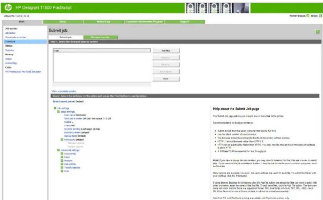 HP DesignJet T1530 - Ektunomega ano unooyiotn xpnoiopoiovtauoc tov evomegaatwévo Web Server n to HP Utility (εipα T1500) - 1