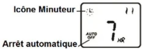 Icône Minuteur Arrêt automatique AUTO OFF 1 HR