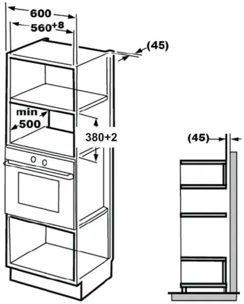 GRUNDIG GMI3140B - Furniture dimensions for built-in installation - 1