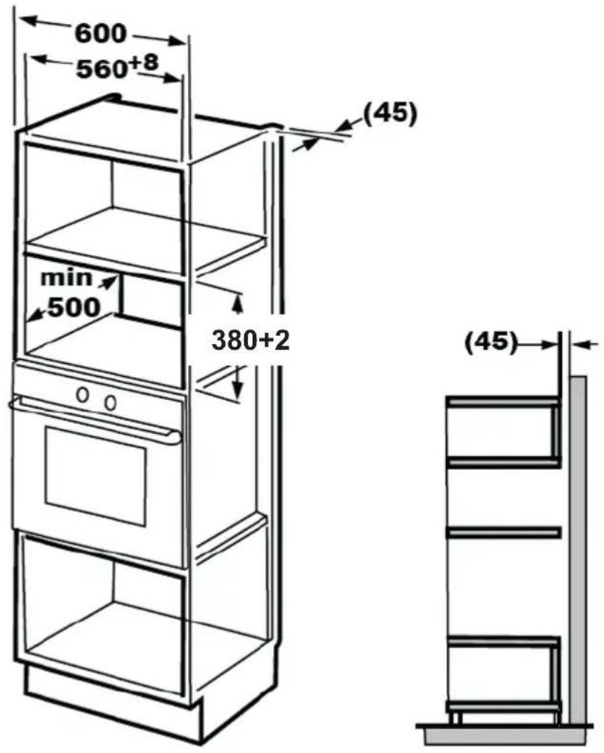 GRUNDIG GMI3140B - Dimensões do mobiliário para instalação embutida - 1